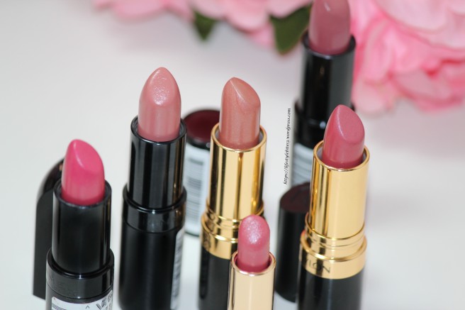 Rimmel London, Kate Moss Lasting Finish Lipstick, Lancome L'absolu rouge, Revlon Super lustrous lipstick
